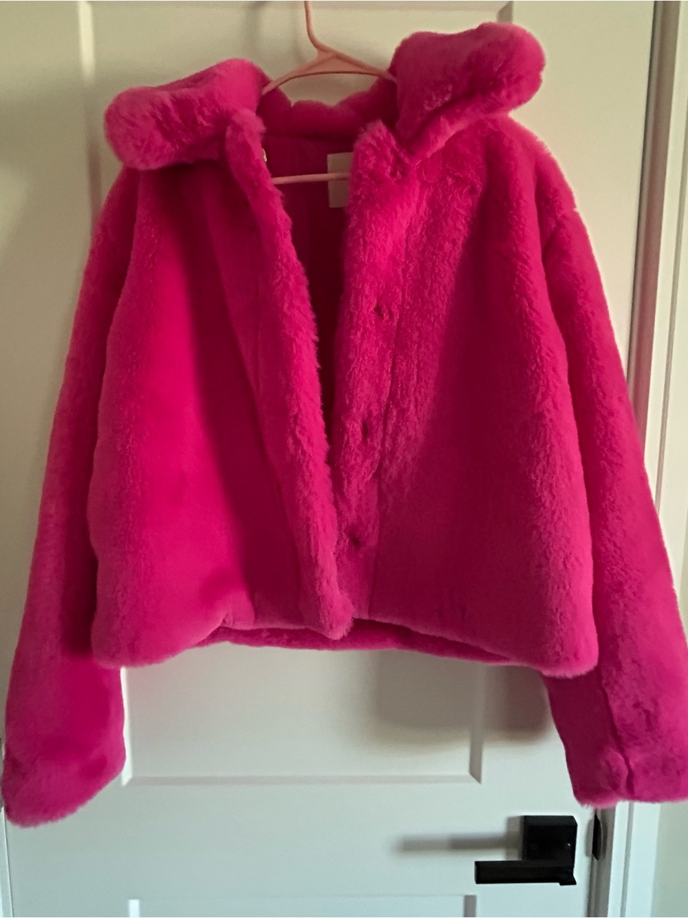 SO Clothing Hot Pink Fur Button Jacket Medium